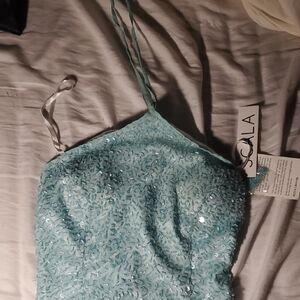 Scala Sky Blue Sequin Camisole